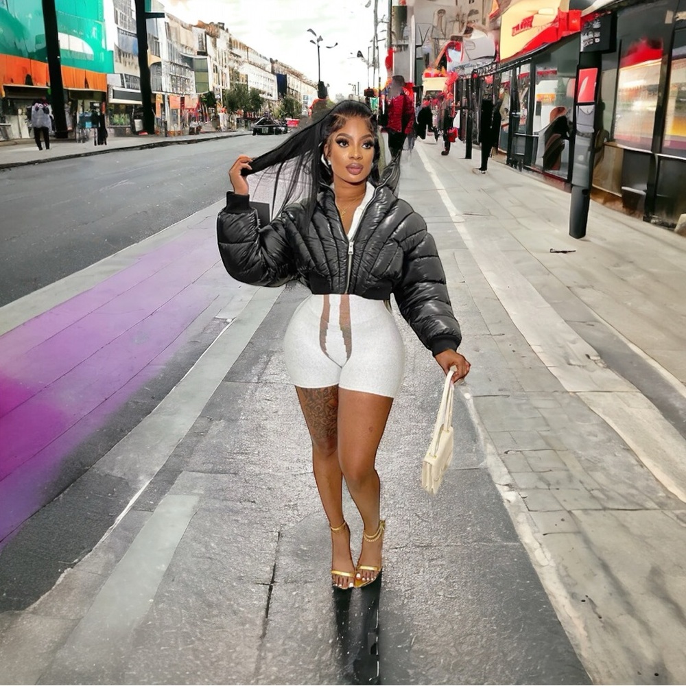 Trendy Crop Puffer Black